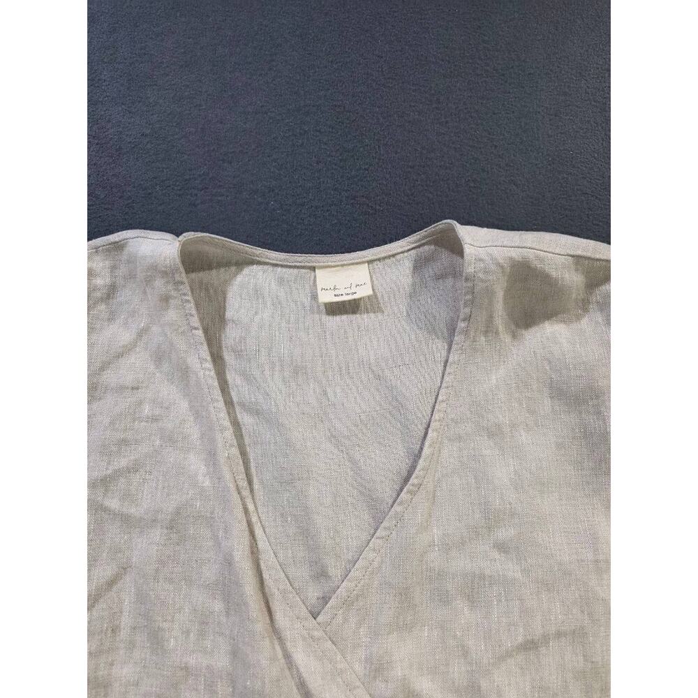 Marlow and Mae Harp Dress Large 100% Linen Mini Puff Sleeve Cottagecore A011134 - Picture 5 of 10